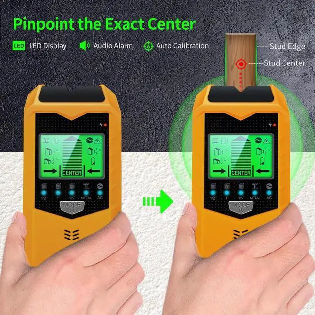 Alt view image 3 of 6 - Stud Finder Wall Scanner, 5 in 1 Stud Detector with HD LCD Display for Center and Edge of Wood Metal AC Wire