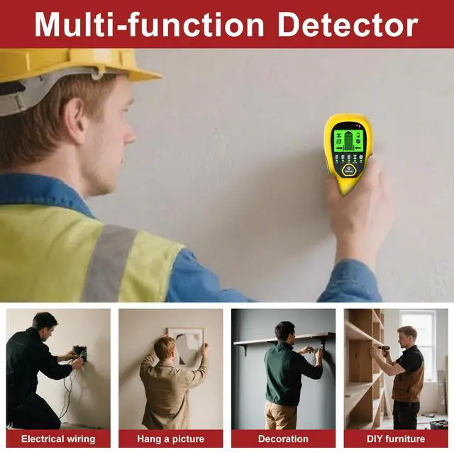 Alt view image 6 of 7 - Multi-Surface Stud Detector | 5-in-1 Wall Scanner with HD LCD & Precision Sensor | Locates Wood/Metal/Pipes/AC Wires with Center Beam