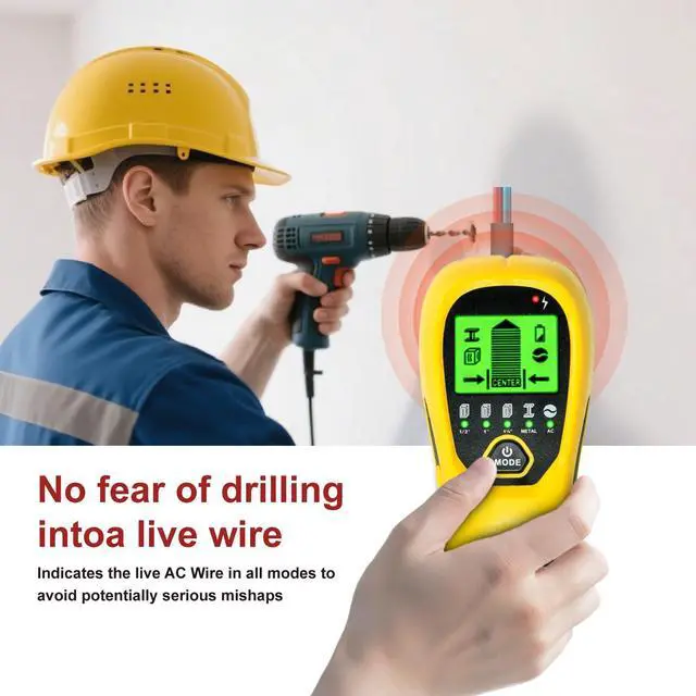 Alt view image 5 of 7 - Multi-Surface Stud Detector | 5-in-1 Wall Scanner with HD LCD & Precision Sensor | Locates Wood/Metal/Pipes/AC Wires with Center Beam