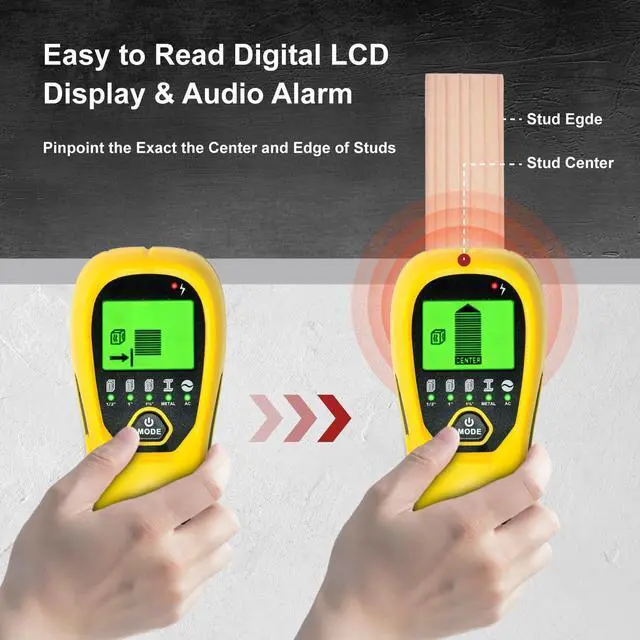 Alt view image 3 of 7 - Multi-Surface Stud Detector | 5-in-1 Wall Scanner with HD LCD & Precision Sensor | Locates Wood/Metal/Pipes/AC Wires with Center Beam
