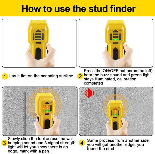 Alt view image 4 of 6 - Stud Finder Wall Scanner Wood and Metal Detector Sensor for 3/4 inch Thickness Wall (ST102(Come with Battery))