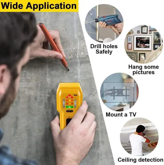 Alt view image 6 of 6 - Stud Finder Wall Scanner Wood and Metal Detector Sensor for 3/4 inch Thickness Wall (ST102(Come with Battery))