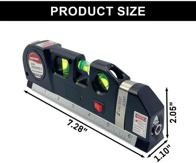 Alt view image 6 of 6 - Laser Level, Multipurpose Cross Line Kit with Metric Rulers 8FT/2.5M 4-in-1 Laser Level Line tools for Construction, Home Renovation,Picture Hanging Cabinets