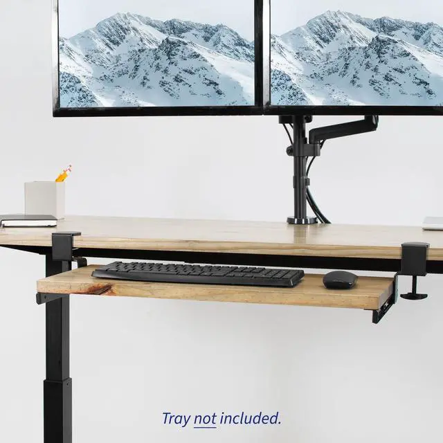 Alt view image 6 of 7 - Clamp and 12 inch Rail Set for DIY Custom Wooden Keyboard Trays (Rail Set Only - Tray Not Included), Pull Out Slider Track with C-clamp Mount System, Black, MOUNT-RAIL02