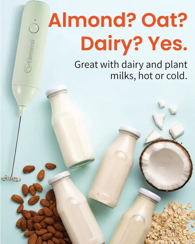 Alt view image 5 of 7 - Rechargeable Milk Frother Wand & Drink Mixer Handheld - Powerful USB-C Rechargeable Frother - Hand Held Milk Foamer Whisk to Make Perfect Cappuccinos, Lattes & Drink Mixes (Mint Green)