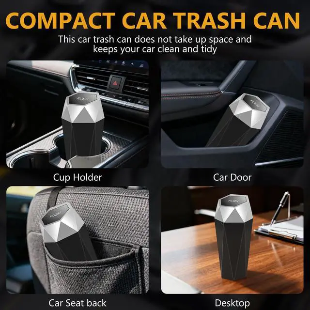 Alt view image 3 of 7 - Car Trash Can with Lid - 2-Pack, Interior Accessories for Vehicles, Leakproof Garbage Can with 30 Detachable Trash Bags, Multipurpose Organizers and Storage Solutions for Home and Office