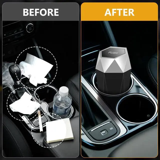 Alt view image 6 of 7 - Car Trash Can with Lid - 2-Pack, Interior Accessories for Vehicles, Leakproof Garbage Can with 30 Detachable Trash Bags, Multipurpose Organizers and Storage Solutions for Home and Office