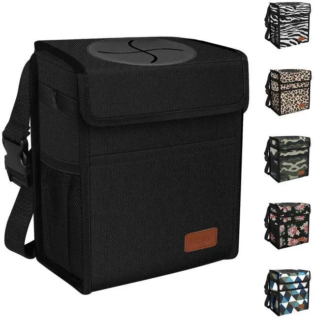 Main image of Leak Proof Car Trash Can with Lid - Waterproof Automotive Garbage Bin for SUVs, Collapsible and Portable Car Trash Bag, Black