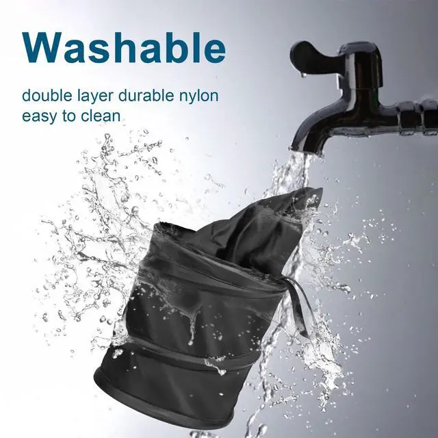 Alt view image 4 of 7 - Car Trash Can, 2 Packs Mini Collapsible Pop-up Car Garbage Can, Waterproof Hanging Car Trash Bag with Velcro, Car Trash Bin, Black