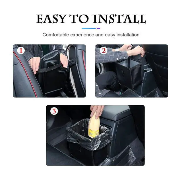Alt view image 5 of 7 - Foldable Car Trash Can, Hanging Waterproof Leakproof Trash Can Storage Bag for Car with Large Capacity, Car Interior Accessories (Small)