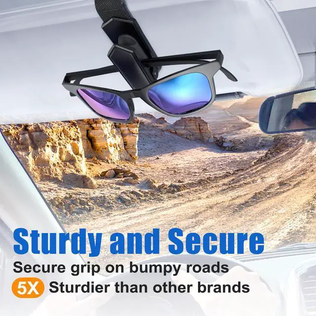 Alt view image 6 of 6 - Sunglass Holder for Car (One-Handed-Operation, Gentle & Secure Hold, Silicone Padded, Universal Fit, Metal Clip) Visor Sunglass Holder Clip,Visor Sunglass Car (Black, 2 Pack)