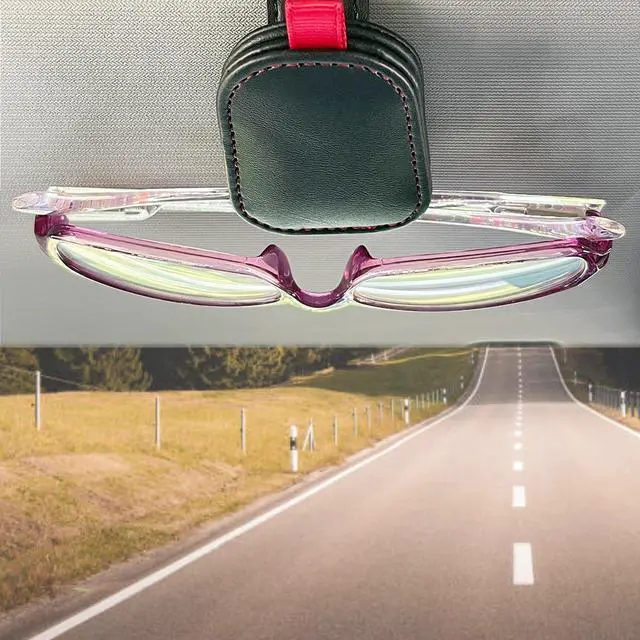 Alt view image 3 of 6 - 2 Pack Sunglasses Holder for Car Visor, Magnetic Leather Eyeglass Clip, Applicable to Most Eyeglasses,TicketNotes and Non-Magnetic Cards, etc. (Black)