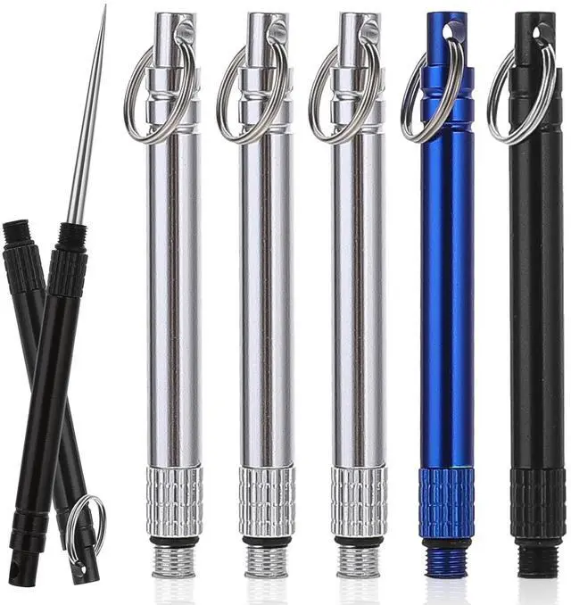 Main image of 6 PCS Portable Toothpicks, Metal Titanium Toothpicks, Reusable Toothpicks, Pocket Toothpicks with Keychain Dental Picks Tea Tree Toothpicks Fruit Toothpicks for Travel Picnic Camping
