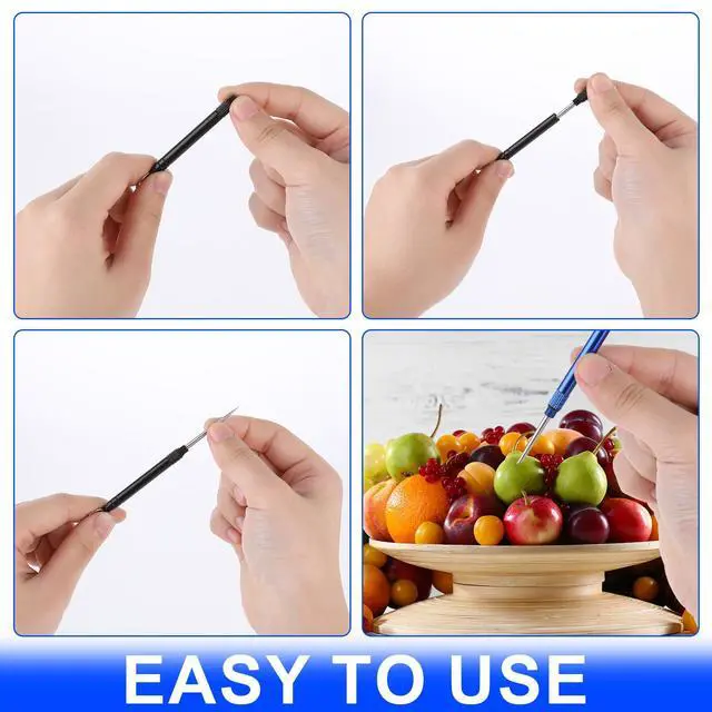 Alt view image 5 of 7 - 6 PCS Portable Toothpicks, Metal Titanium Toothpicks, Reusable Toothpicks, Pocket Toothpicks with Keychain Dental Picks Tea Tree Toothpicks Fruit Toothpicks for Travel Picnic Camping