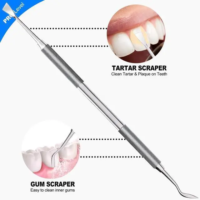 Alt view image 5 of 7 - 2 Pack Dental Tools for Teeth Cleaning, Metal Dental Pick Hygiene Kit for Home Use, Stainless Steel Tooth Scraper Tartar Plaque Remover for Oral Care - with Case