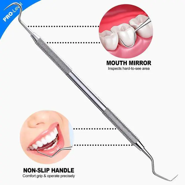 Alt view image 3 of 7 - 2 Pcs Dental Tools for Teeth Cleaning, Mouth Mirror & Metal Dental Pick Tooth Scraper Plaque Tartar Remover for Home Use Oral Care Hygiene Kit - with Case