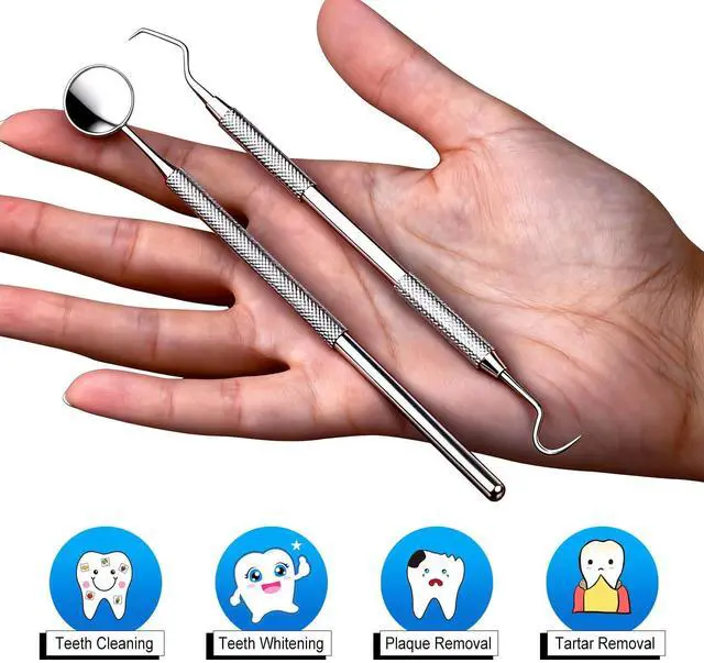 Alt view image 5 of 7 - 2 Pcs Dental Tools for Teeth Cleaning, Mouth Mirror & Metal Dental Pick Tooth Scraper Plaque Tartar Remover for Home Use Oral Care Hygiene Kit - with Case