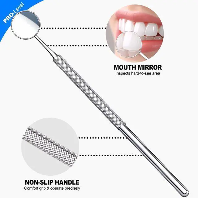 Alt view image 4 of 7 - 2 Pcs Dental Tools for Teeth Cleaning, Mouth Mirror & Metal Dental Pick Tooth Scraper Plaque Tartar Remover for Home Use Oral Care Hygiene Kit - with Case