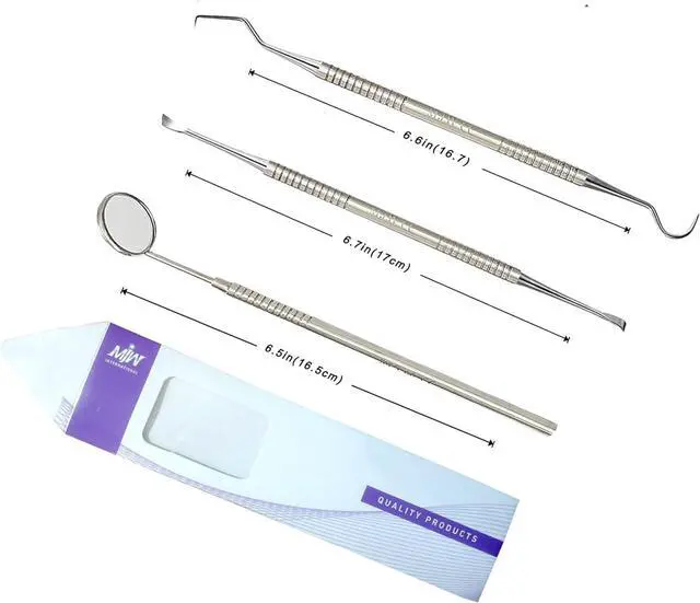 Main image of Dental Tools, 3 Pcs Dental Hygiene Cleaning Kit, Plaque Remover for Teeth, Stainless Steel Oral Care Cleaning Tools Set with Mouth Mirror, Tartar Scraper, Tooth Pick