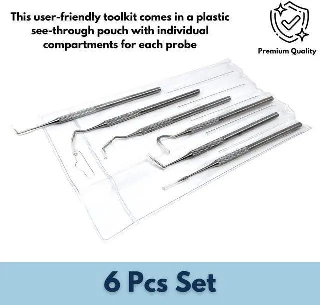 Alt view image 5 of 7 - Professional Dental Tartar Scraper Tool Oral Picks to Remove Calculus from Teeth, Plaque Remover, Tooth Scraper for Oral Hygiene Care Made of Stainless Steel (6 Pcs Set)
