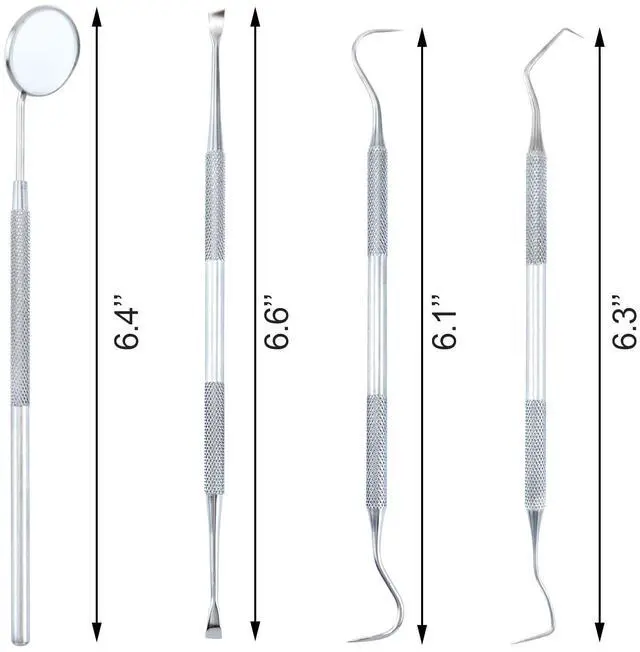 Alt view image 2 of 7 - 4 PCS Dental Tools Oral Hygiene Kit Stainless Steel Dental Pick Tartar Scraper Teeth Cleaner Plaque Removal Tools for Dentist Personal Pet Care with Storage Box