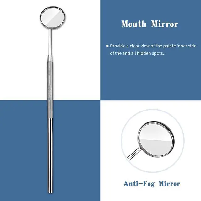 Alt view image 4 of 6 - 6 Pieces Dental Tools Set, Professional Stainless Steel Dental Hygiene Cleaning Kit with Case, Including Dental Mirror, Plaque Tartar Remover for Teeth, Tweezers, Probe, and Pick Scaler for Oral Care