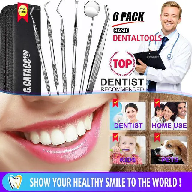 Alt view image 2 of 7 - Dental Tools, Dental Pick Teeth Cleaning Tools Hygiene Kit, Plaque Remover for Teeth, Professional Stainless Steel Tooth Scraper Plaque Tartar Cleaner - with Case