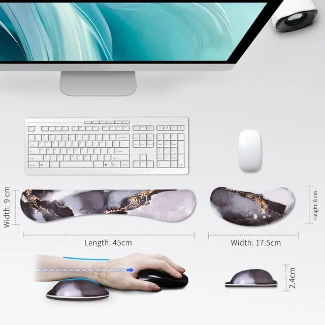 Alt view image 2 of 7 - Wrist Rest Keyboard and Mouse Set - Non-Slip Ergonomic Wrist Cushion Support Pad - Easy Typing, Pain Relief Premium Silky Gel Memory Foam for Work from Home Gaming Computer Laptop