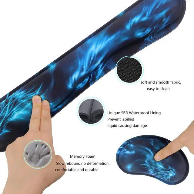 Alt view image 4 of 7 - Wrist Rest for Computer Keyboard and Mouse Pad Support Memory Foam Set Easy Typing and Wrist Pain Relief Ergonomic Anti-Skid Wrist Cushion for Office Gaming Laptop Mac (2353)