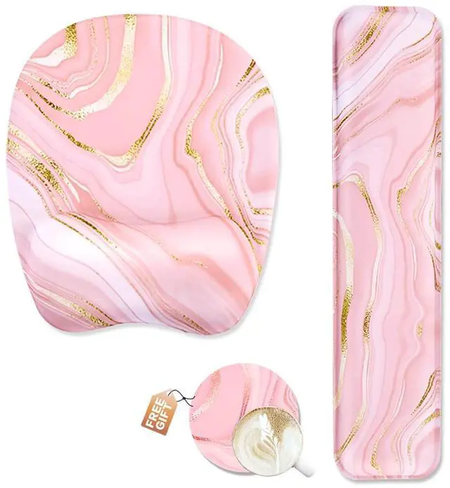 Main image of Keyboard Wrist Rest Mouse Pad Wrist Support for Computer Desktop/Laptop/Notebook Memory Foam Keyboard Pad Ergonomic Hand Rest Wrist Cushion for Home Office Gaming - Pink Fluid