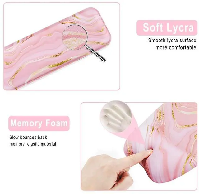 Alt view image 3 of 7 - Keyboard Wrist Rest Mouse Pad Wrist Support for Computer Desktop/Laptop/Notebook Memory Foam Keyboard Pad Ergonomic Hand Rest Wrist Cushion for Home Office Gaming - Pink Fluid