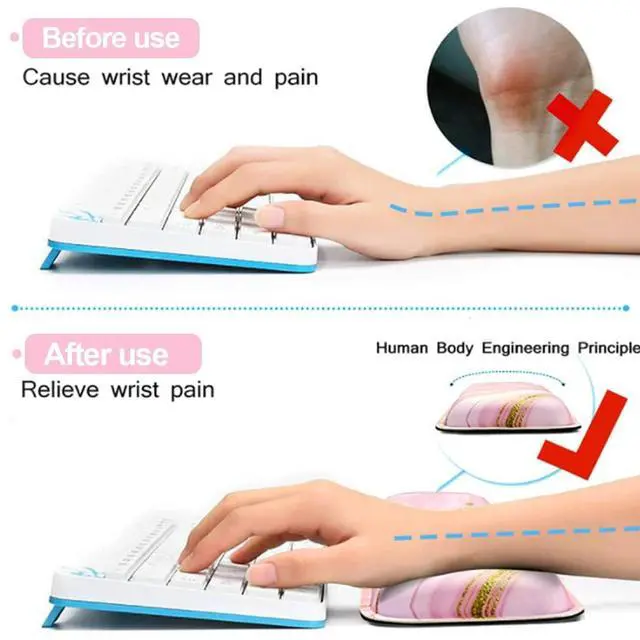 Alt view image 5 of 7 - Keyboard Wrist Rest Mouse Pad Wrist Support for Computer Desktop/Laptop/Notebook Memory Foam Keyboard Pad Ergonomic Hand Rest Wrist Cushion for Home Office Gaming - Pink Fluid