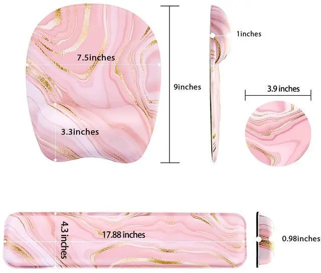 Alt view image 6 of 7 - Keyboard Wrist Rest Mouse Pad Wrist Support for Computer Desktop/Laptop/Notebook Memory Foam Keyboard Pad Ergonomic Hand Rest Wrist Cushion for Home Office Gaming - Pink Fluid