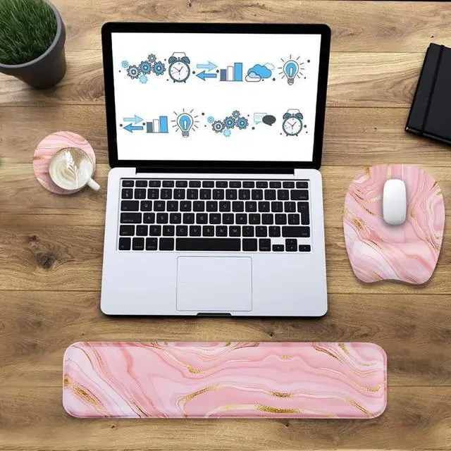 Alt view image 7 of 7 - Keyboard Wrist Rest Mouse Pad Wrist Support for Computer Desktop/Laptop/Notebook Memory Foam Keyboard Pad Ergonomic Hand Rest Wrist Cushion for Home Office Gaming - Pink Fluid