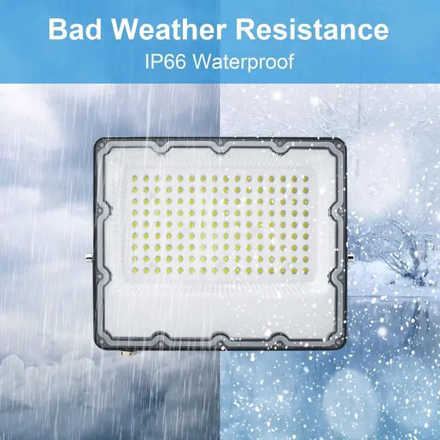 Alt view image 4 of 6 - 150W LED Flood Lights Plug in, Outdoor Security Lights Fixtures 6500K 15000LM Illumination, IP66 Waterproof White Lighting for Ball Ground, Parking Lot, Pathway, Yard (1 Pack)