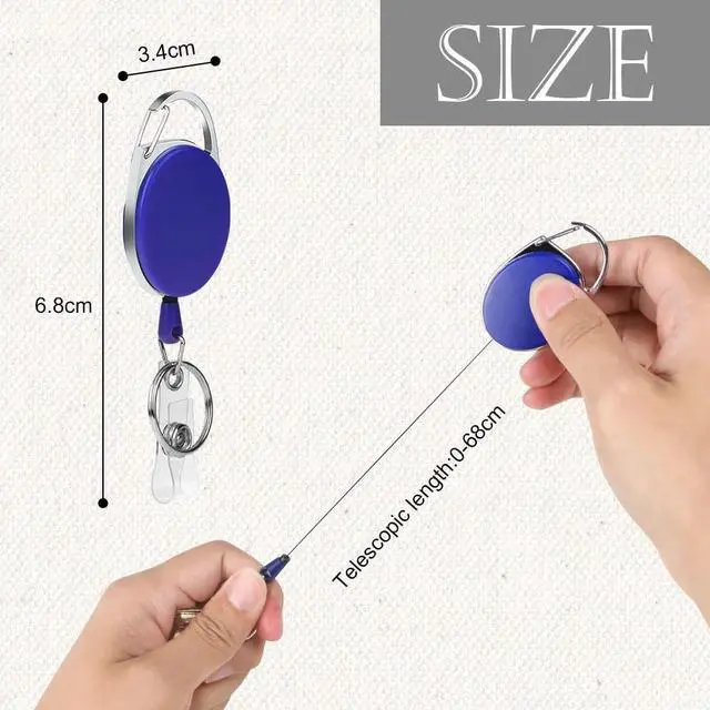 Alt view image 2 of 7 - 3PCS Retractable Badge Reel with Carabiner Badge Holder, Badge Reels Retractable Heavy Duty with Carabiner Reel Clip and Ring, Badge Holders for ID Card Key Keychain(Pink&Purple&Blue)