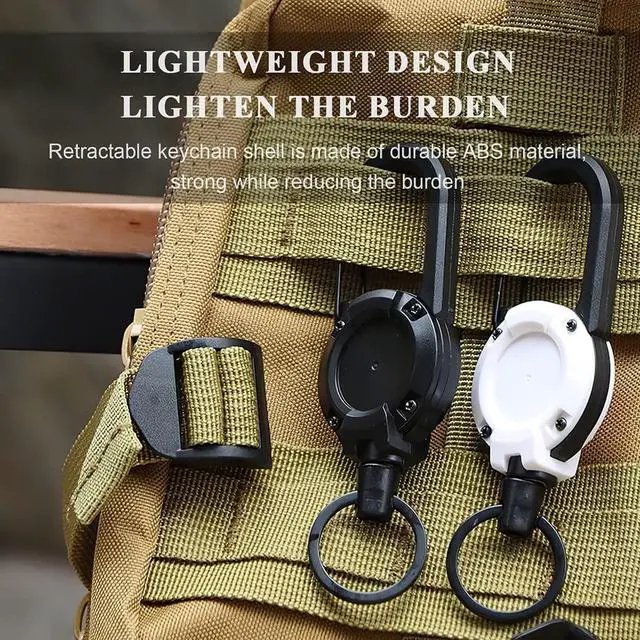 Alt view image 2 of 7 - Retractable Keychain Heavy Duty, 2 Pack Badge Holders with with 26" Cord Key Lanyard Ring, Retractable Keychain Clip Id Holder, Retractable Carabiner Hook Badge Leash Work Key Chain 10 oz Retraction