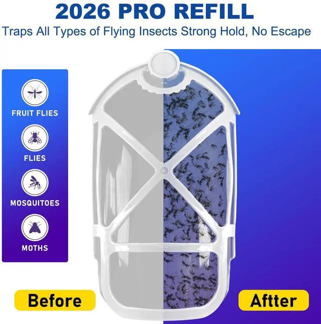 Alt view image 3 of 7 - 10 Pack Refill Cartridges, 2026 Upgraded Flying Insect Trap Refills Compatible with zzevo Flying Insect Trap Indoor Light M364 M364A Fully Compatible Size,Fly Catcher Trap (10 Refill Cartridges)