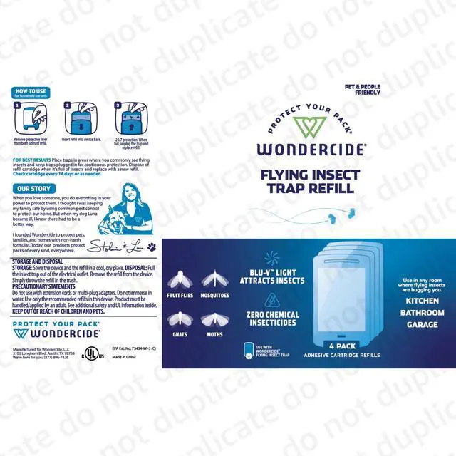 Alt view image 6 of 6 - Flying Insect Fly Light Trap Cartridge Refills - No Device - Indoor Bug Catcher for House and Fruit Flies, Gnats, Moths, and Mosquitoes - 4 Pack