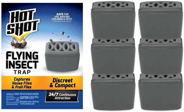 Main image of Flying Insect Trap, Discreet, Hassle-Free Trap Attracts, Captures House and Fruit Flies, 24/7 Continuous Attraction, No Plug-in Or Electricity Needed, 6 Count 984ml Each