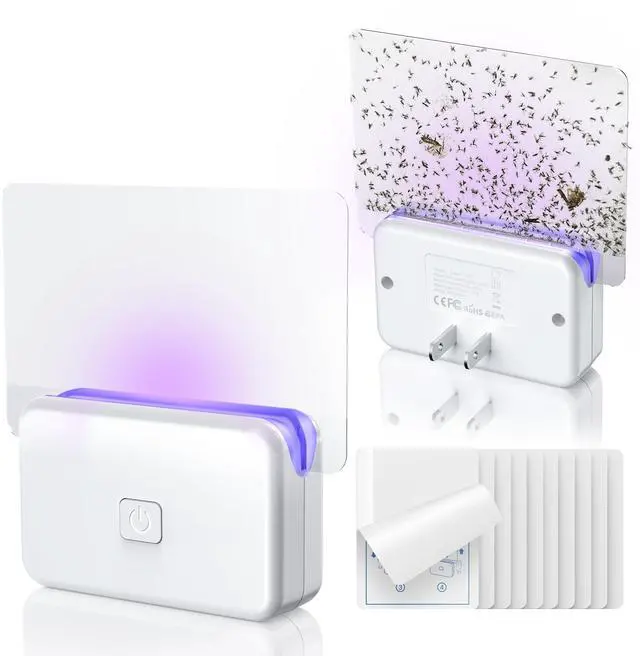 Main image of 2 Pcs Fruit Fly Traps for Indoors (2 Device+10 Refills) Plug in UV Light Fly Trap for Gnats, Fruit Flies, Flying Insects Sleek Design Indoor Safe
