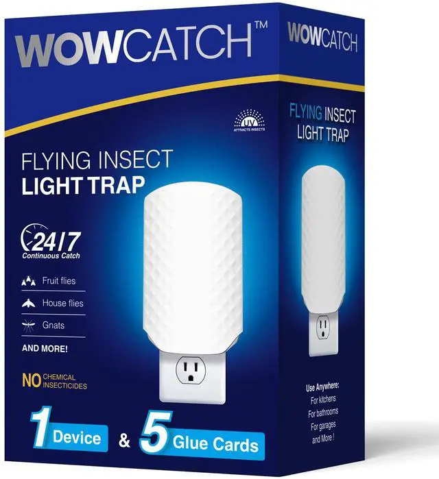 Main image of Flying Insect Trap for Indoors, Plug-in Fly Trap Bug Catcher for Gnats, Fruit Flies & House Flies, Upgraded Blue UV Light Trap with Sticky Cards, Silent & Mess-Free, 1 Device + 5 Refill