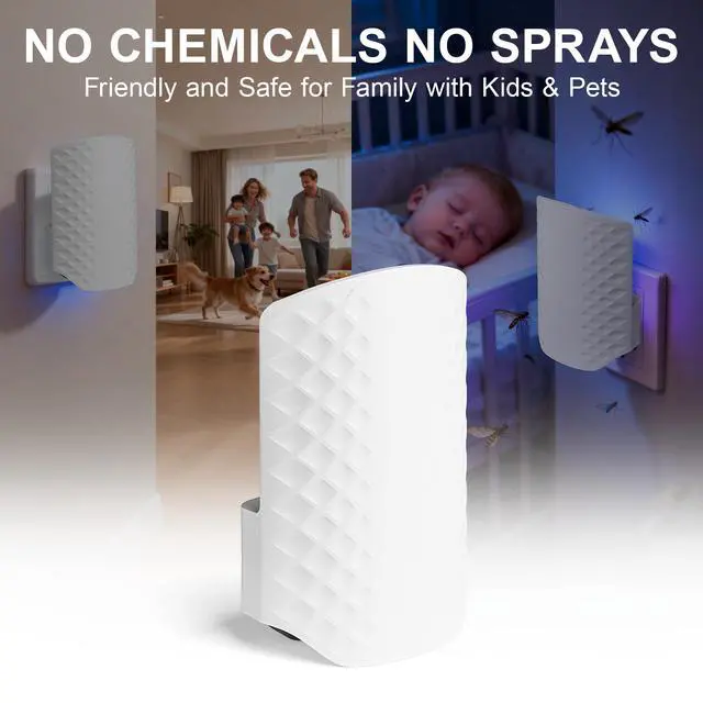 Alt view image 6 of 7 - Flying Insect Trap for Indoors, Plug-in Fly Trap Bug Catcher for Gnats, Fruit Flies & House Flies, Upgraded Blue UV Light Trap with Sticky Cards, Silent & Mess-Free, 1 Device + 5 Refill