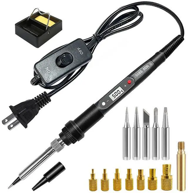 Main image of Soldering Iron Heat Set Insert Tool, 80W 110V LCD Digital Soldering Welding Iron Kit with Iron Tips and Heat Set Insert Tips, 16-in-1 Adjustable Temperature 180-500 Solder Kit, Black