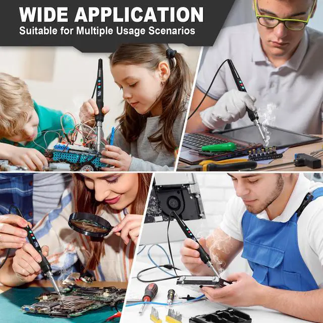 Alt view image 7 of 7 - Soldering Iron Kit, 100W Soldering Gun with LED Digital Display, Adjustable Temperature 356-932 Solder Kit for Electronics, Includes Soldering Iron Tip, Solder Wire, Stand, Tweezers and Paste, Black