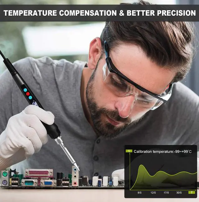 Alt view image 6 of 7 - Soldering Iron Kit, 100W Soldering Gun with LED Digital Display, Adjustable Temperature 356-932 Solder Kit for Electronics, Includes Soldering Iron Tip, Solder Wire, Stand, Tweezers and Paste, Black