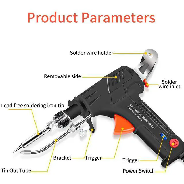 Alt view image 2 of 7 - Soldering Iron Kit, 60W Soldering Gun Automatic Hand-held Solder Gun Iron Kit Welding Tool, 110V Automatic Welding Gun, for Electronic Repair, Home appliance repair, DIY