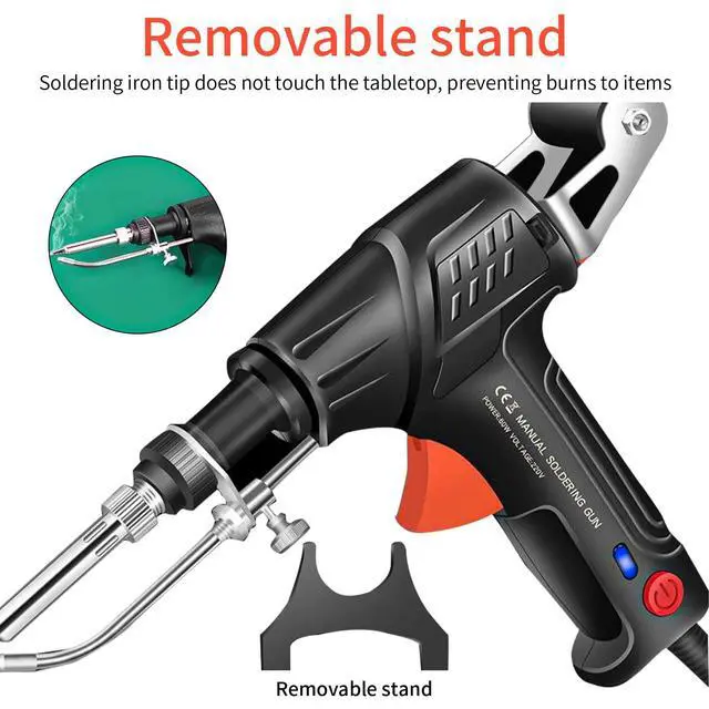 Alt view image 5 of 7 - Soldering Iron Kit, 60W Soldering Gun Automatic Hand-held Solder Gun Iron Kit Welding Tool, 110V Automatic Welding Gun, for Electronic Repair, Home appliance repair, DIY