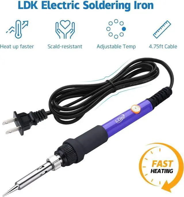 Alt view image 5 of 7 - Electric Soldering Iron Kit 60W, Adjustable Temperature with 5pcs Different Tips, Desoldering Pump, Stand, anti-static Tweezers, Solder Tube, Screwdriver, Cutter and Carry Bag for Repaired Usage