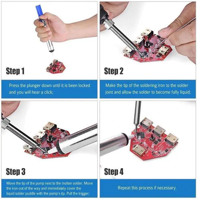 Alt view image 6 of 7 - Electric Soldering Iron Kit 60W, Adjustable Temperature with 5pcs Different Tips, Desoldering Pump, Stand, anti-static Tweezers, Solder Tube, Screwdriver, Cutter and Carry Bag for Repaired Usage